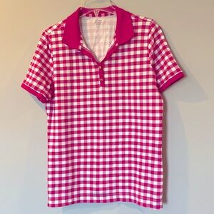 Women’s Large Kim Roger’s Perfectly Soft Large Hot Pink Plaid T-shirt